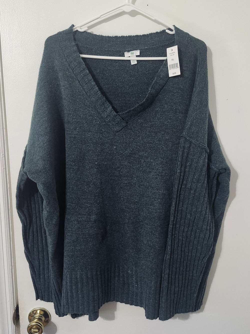 dip Oversized V-Neck Sweater in Teal